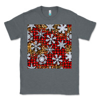 Charcoal Heather christmas snow crystals with plaid seamless pattern Classic Tee - BundleAndBundleShop