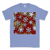 Colony Blue christmas snow crystals with plaid seamless pattern Classic Tee - BundleAndBundleShop