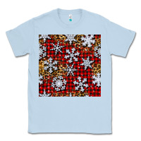 Dusty Blue christmas snow crystals with plaid seamless pattern Classic Tee - BundleAndBundleShop