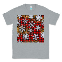 Heather Grey christmas snow crystals with plaid seamless pattern Classic Tee - BundleAndBundleShop