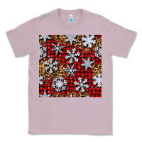 Lilac christmas snow crystals with plaid seamless pattern Classic Tee - BundleAndBundleShop