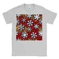 Moon Dust christmas snow crystals with plaid seamless pattern Classic Tee - BundleAndBundleShop