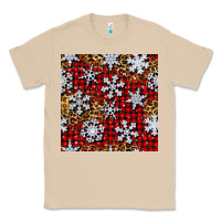 Mushroom christmas snow crystals with plaid seamless pattern Classic Tee - BundleAndBundleShop