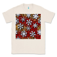 Natural christmas snow crystals with plaid seamless pattern Classic Tee - BundleAndBundleShop