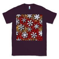 Plum christmas snow crystals with plaid seamless pattern Classic Tee - BundleAndBundleShop
