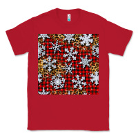 Red christmas snow crystals with plaid seamless pattern Classic Tee - BundleAndBundleShop