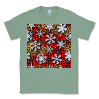 Sage christmas snow crystals with plaid seamless pattern Classic Tee - BundleAndBundleShop