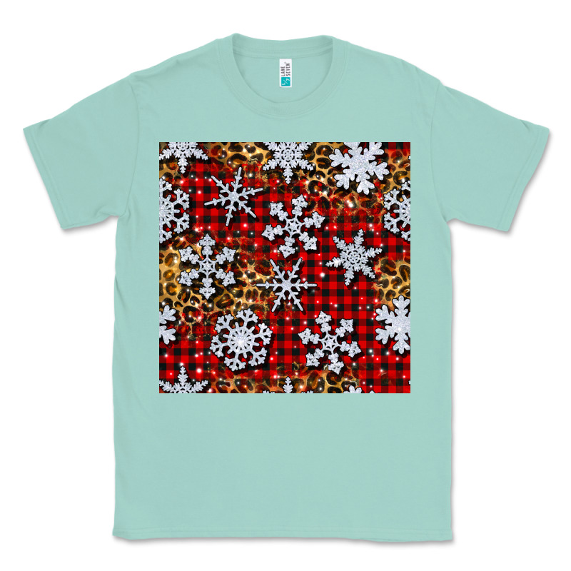 Christmas Snow Crystals With Plaid Seamless Pattern Classic Tee by BundleAndBundleShop | Teevron