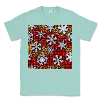 Seafoam christmas snow crystals with plaid seamless pattern Classic Tee - BundleAndBundleShop