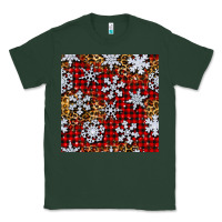 Sports Green christmas snow crystals with plaid seamless pattern Classic Tee - BundleAndBundleShop