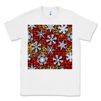 White christmas snow crystals with plaid seamless pattern Classic Tee - BundleAndBundleShop