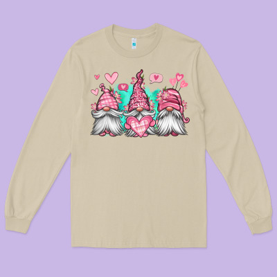 Valentines Day Gnomes Long Sleeve Tee Designed By Jasminsmagicworld