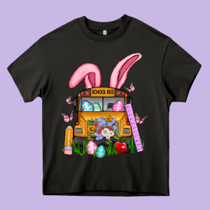 School Bus Easter Heavy Core Tee Designed By Artiststas