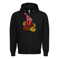 Black rooster sunflower Zipper Hoodie - BarkalooDesign