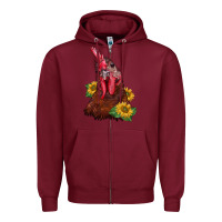 Burgundy rooster sunflower Zipper Hoodie - BarkalooDesign