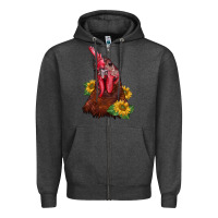 Charcoal Heather rooster sunflower Zipper Hoodie - BarkalooDesign