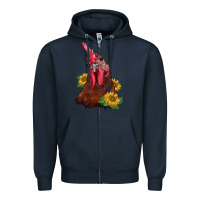 Navy rooster sunflower Zipper Hoodie - BarkalooDesign
