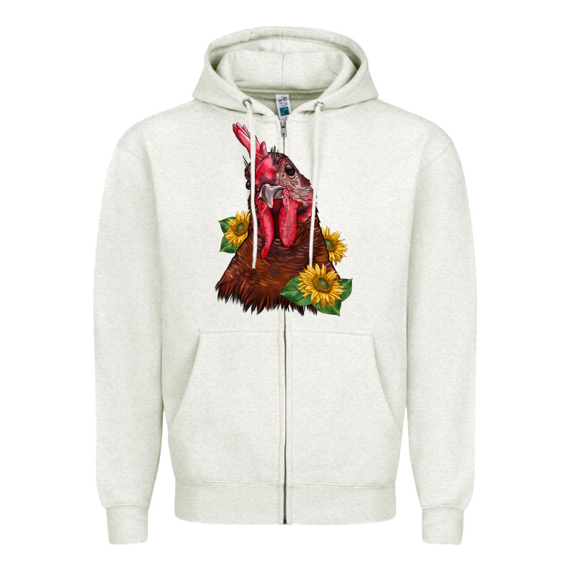 Rooster Sunflower Zipper Hoodie by BarkalooDesign | Teevron