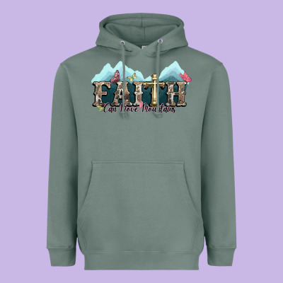 Faith Can Move Mountains Cross Heavyweight Hoodie Designed By Nancycooperartshop