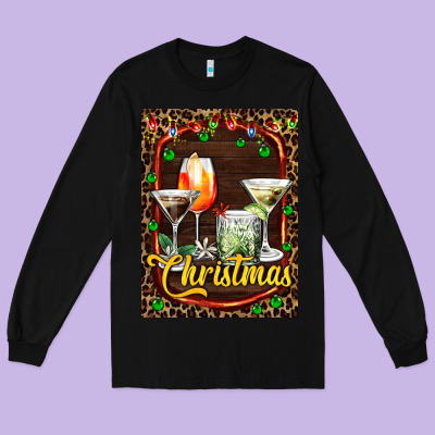 Cocktail Set For Christmas Long Sleeve Tee Designed By Adodesignshop