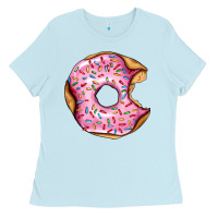 Baby Blue pink strawberry donut Ladies Tee - AdoDesignShop