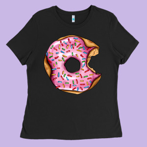 Pink Strawberry Donut Ladies Tee Designed By Adodesignshop