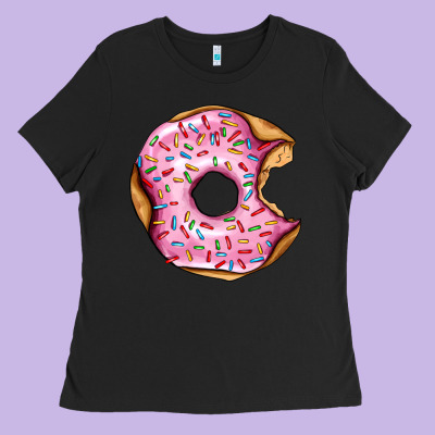 Pink Strawberry Donut Ladies Tee Designed By Adodesignshop