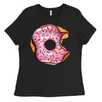 Black pink strawberry donut Ladies Tee - AdoDesignShop