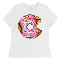 White pink strawberry donut Ladies Tee - AdoDesignShop