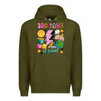 Army Green 100 days of school Premium Hoodie - Artiststas