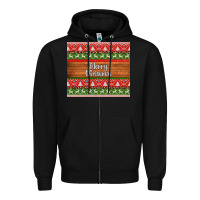 Black merry christmas knitted reindeer pattern Zipper Hoodie - Jasminsmagicworld