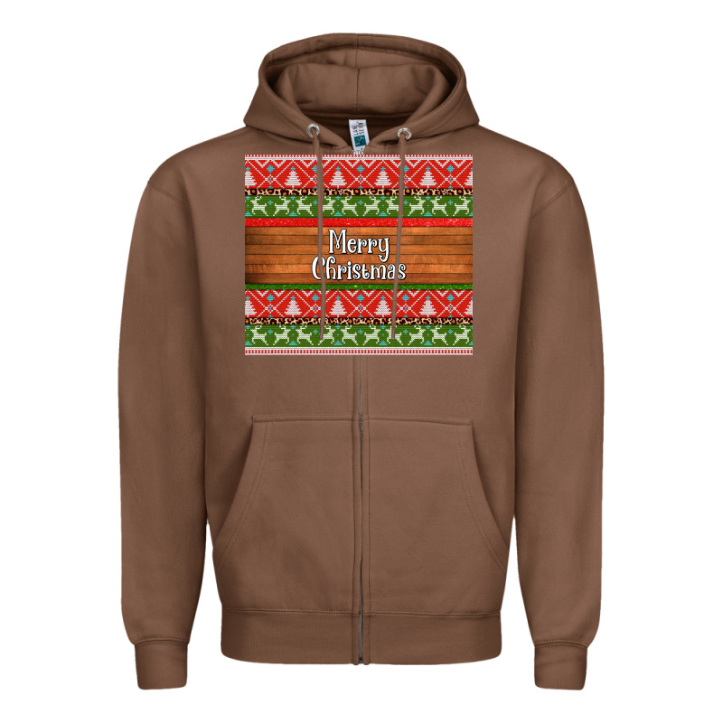 Merry Christmas Knitted Reindeer Pattern Zipper Hoodie by Jasminsmagicworld | Teevron