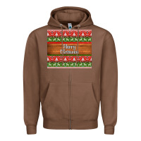 Chestnut merry christmas knitted reindeer pattern Zipper Hoodie - Jasminsmagicworld