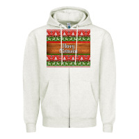 Oatmeal Heather merry christmas knitted reindeer pattern Zipper Hoodie - Jasminsmagicworld