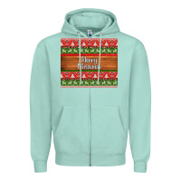 Seafoam merry christmas knitted reindeer pattern Zipper Hoodie - Jasminsmagicworld