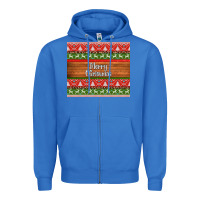 True Royal merry christmas knitted reindeer pattern Zipper Hoodie - Jasminsmagicworld