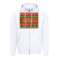 White merry christmas knitted reindeer pattern Zipper Hoodie - Jasminsmagicworld