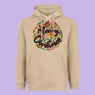 Merry Christmas Heavyweight Hoodie Designed By Maliassmallbusiness