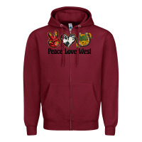 Burgundy peace love west Zipper Hoodie - BarkalooDesign