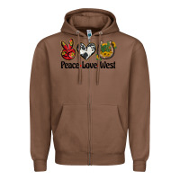 Chestnut peace love west Zipper Hoodie - BarkalooDesign