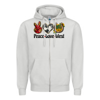Dove Grey peace love west Zipper Hoodie - BarkalooDesign