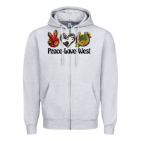 Heather Grey peace love west Zipper Hoodie - BarkalooDesign