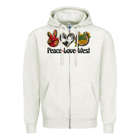 Oatmeal Heather peace love west Zipper Hoodie - BarkalooDesign
