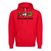 Red peace love west Zipper Hoodie - BarkalooDesign