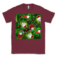 Burgundy christmas gnomes seamless pattern Classic Tee - BundleAndBundleShop