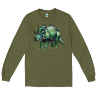 Army Green dinosaur triceratops Long Sleeve Tee - Artiststas