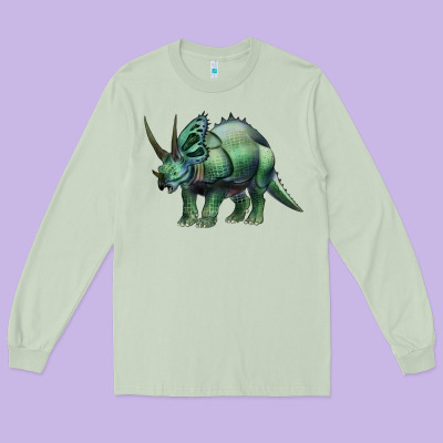 Dinosaur Triceratops Long Sleeve Tee Designed By Artiststas