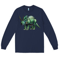 Navy dinosaur triceratops Long Sleeve Tee - Artiststas