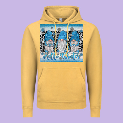 Hello Winter Gnome Vintage Hoodie Designed By Jahusdesignshop