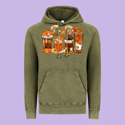 Fall Coffee Cups Vintage Hoodie Designed By Texasbilliewilder